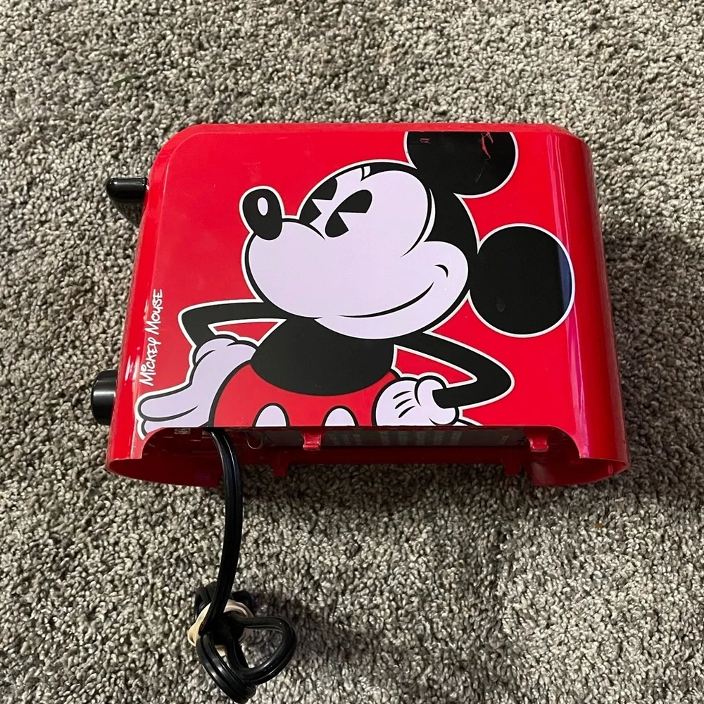 Disney Mickey Mouse Toaster and Waffle Maker 7.5 Inch 2-Slice Mickey Imprint 2PC